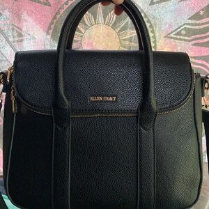 Black faux leather purse